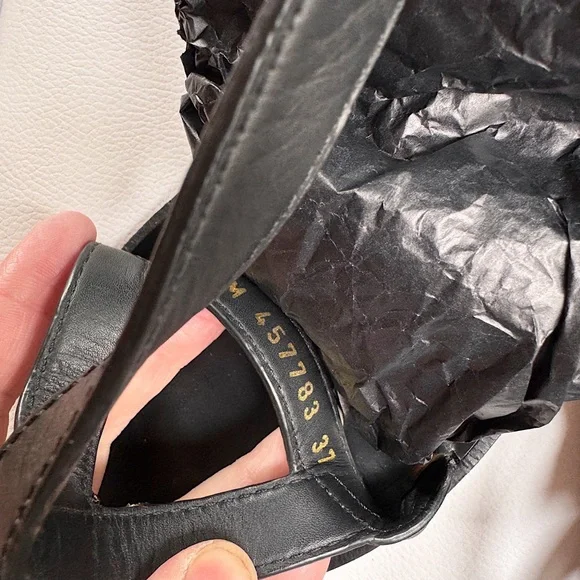 Saint Laurent Black Strappy YSL logo flat sandals black silver 37 + box - Picture 16 of 16